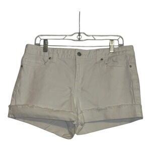 Tommy Hilfiger Cuffed Denim Shorts Frayed Hem Casual White‎ Size 10
